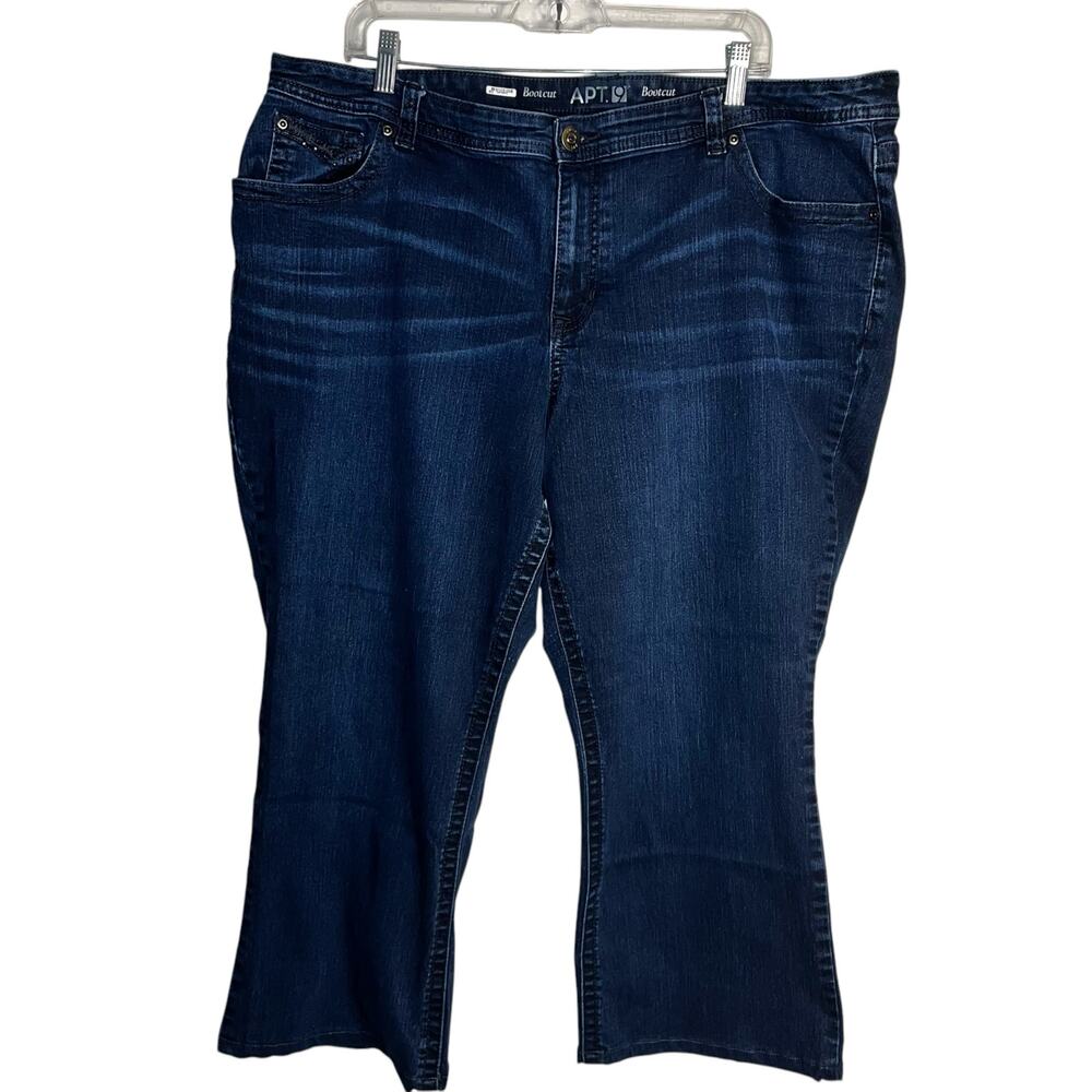 APT. 9 Women’s Plus Size 22W Bootcut Jeans – Dark Wash Embellished Pockets